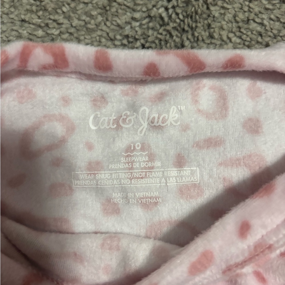 Cat & Jack kids fleece pj set pink leopard print size 10 - Picture 2 of 3